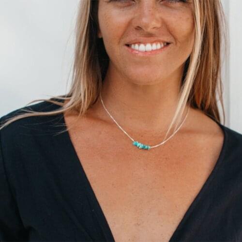 45-52cm Summer Beach Turquoise Bar Choker Necklace Blue/green/white Natural Raw Stone Jewellery Gift Kingman Western TURQUOISE