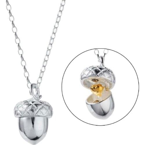 Acorn Pendant Necklace Can Open Pinecone Pendant Cone Box Pendant Women Heart Acorn Charm Pendant Women Fashion Jewelry