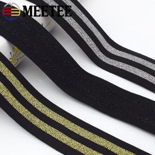 Meetee 5/10meters 4/5cm Polyester Stripe Elastic Band Skirt Belt Rubber Band DIY Garment Decoration Lace Elastic Webbing Sewing