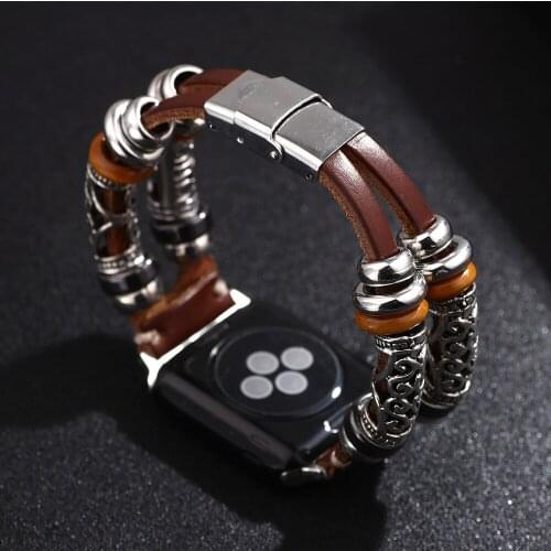 Vintage PU Leather Wristband For Apple Watch 42mm 38mm Series 2 3 4 5 Series 4/3 Replacement Bracelet Strap for iWatch 40mm 44mm