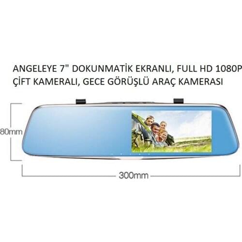 Inch Touch Night Görülü Rearview Mirror Hd Screen Dual Camera