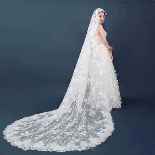 Gorgeous Ivory Lace Wedding Dress Soft Lace Bridal Veils 3m*1.5 Wedding Veil Accessories