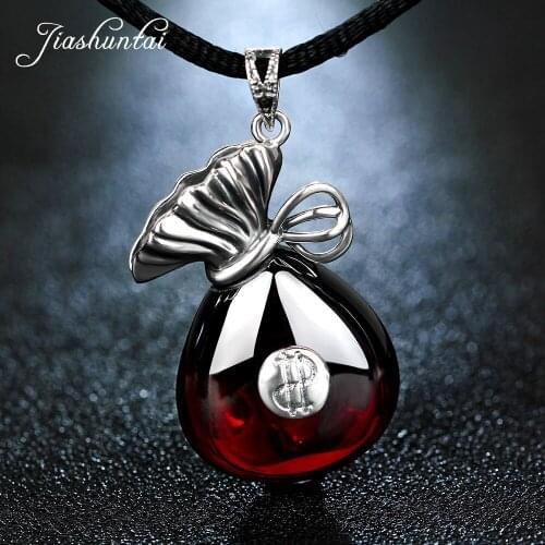 JIASHUNTAI 100% 925 Sterling Silver Trendy Red Stone Pendant for women Creative jewelry