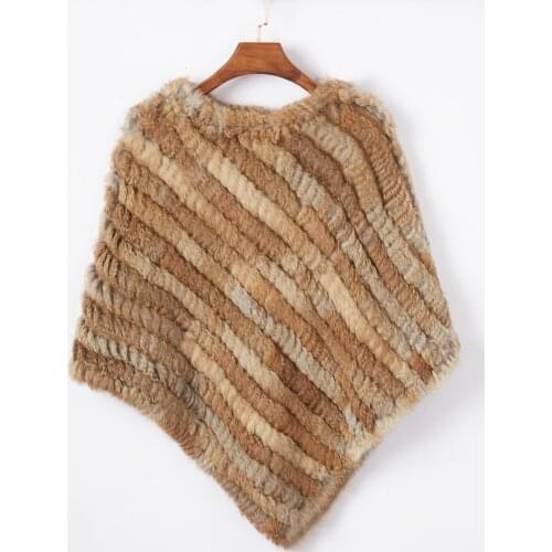 Womens Real Rabbit Fur Knitted Shawl Poncho Poncho Scarves Fashion Style Winter Warm Fur Shawl Ladies Elastic Wholesale Female
