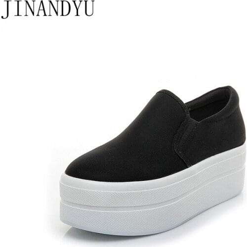 Platforms Canvas Shoes Women Black White Slip on Shoes Casuales Chunky Sneakers Fashion Sport Shoes for Women High Heel Trainers