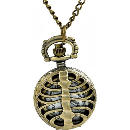 10pcs/lot Mini size SteamPunk heavy metal Spine Backbone Pocket Watch Necklace pendant ,party gift