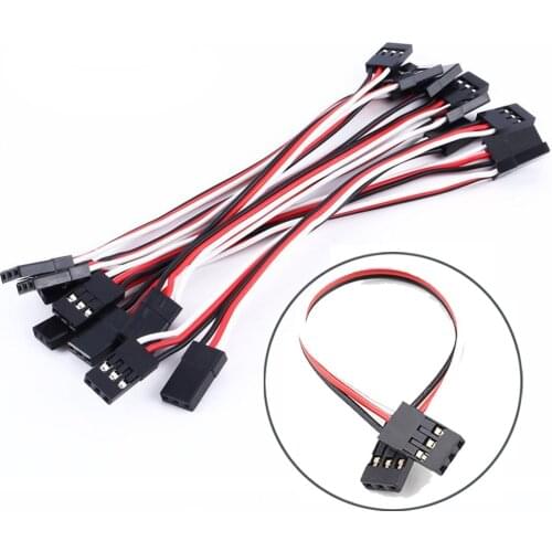 10Pcs Servo Extension Cable Lead Wire Male to Male JR Plug 10cm 3.93 inch 3 Pin Cord for Futaba RC Plane