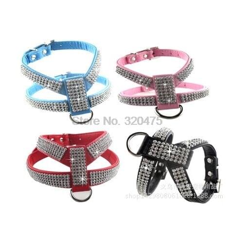 100Pcs/Lot Pet Control Harness For Dog Puppy Cat Soft Walk Collar Safety Strap Bling Vest