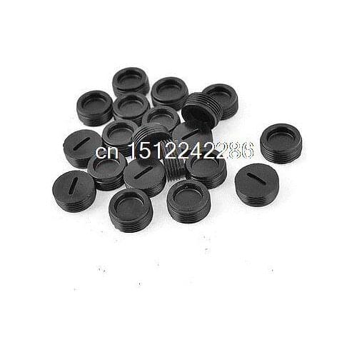 20 Pcs Black Male Thread 15mm x 6mm Carbon Brush Holder Caps Covers