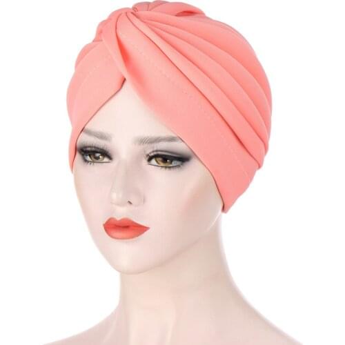 2021 Trendy suede turban caps for women plain color muslim hijab scarf india african head wraps turbante mujer headscarf bonnet
