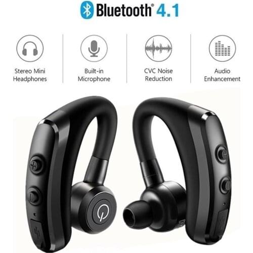24 Hours Play Business Bluetooth Headset Car Bluetooth Earpiece Hands Free with mic ear-hook Wireless Earphone for iPhone xiaomi