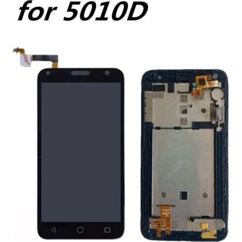 5.0inch for Alcatel One Touch 5010 5010D OT5010 LCD Display Panel Touch Screen Digitizer Glass Assembly With Frame Replacement