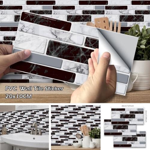 9Pcs Wall Tile Stickers DIY Self Adhensive Decor Waterproof Wall Covering Wallpaper For TV Background Bathroom Kids Living Room