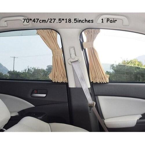 Beige Car Curtains Foldable SUV Sunshade Van 2Pcs 50*47cm Adjustable Car