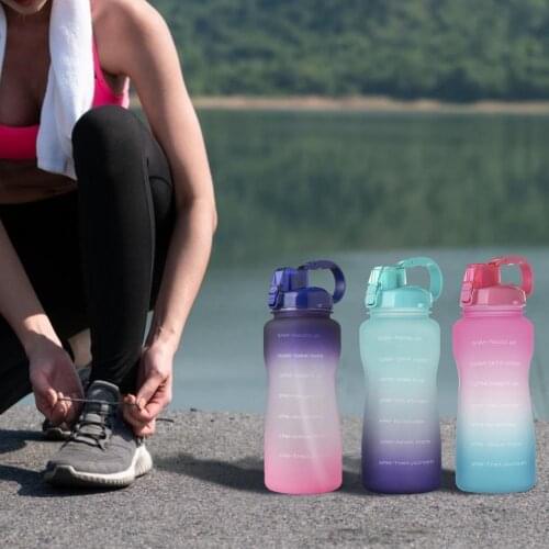 Outdoor Fitness Sports Bottle Large Capacity Portable Climbing Bicycle Water Bottles Gradient Color Sport Kettle With Straw