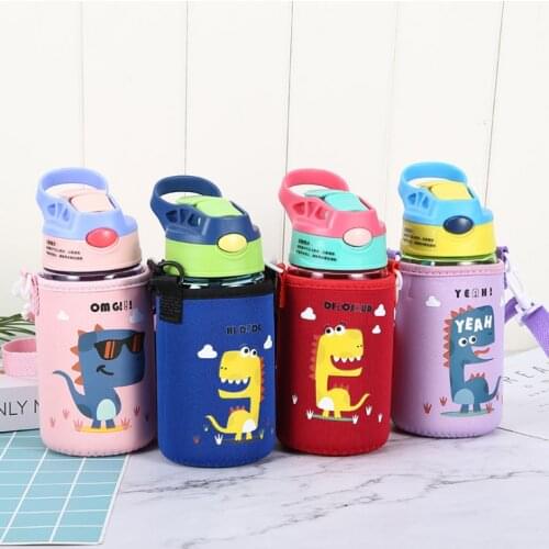 Baby Dinosaur Learning Drinking Tritan Bebe Copos 550ml Cup with Strap Baby Feeding Water Drink Leak Proof Bottle with Straw