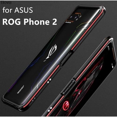 Case For ROG Phone2 Luxury Deluxe Ultra Thin aluminum Bumper for Asus ROG Phone 2 ZS660KL + 2 Film (1 Front +1 Rear)