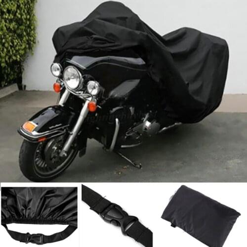 Black Motorcycle Cover Waterproof Outdoor Indoor Rain Dust UV Motorbike Protector 3XL 116"x43"x55" with Free Bag