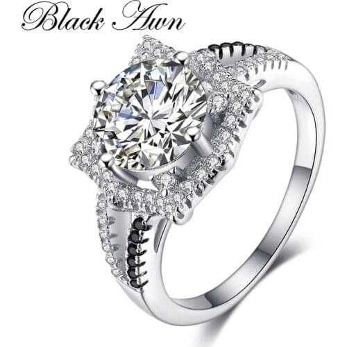 BLACK AWN 2021 New Genuine 100% Sterling 925 Silver Jewelry Square Engagement Rings for Women Gift C375