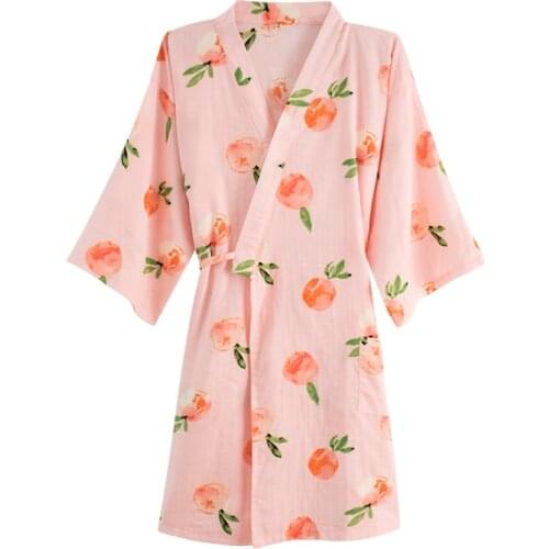 Japan Style Kimono Robe Sexy Womens 100% Cotton Gauze Bathrobe Nighties Home Wear Negligee Lingerie Pijama Nighty Robe Sleepwear