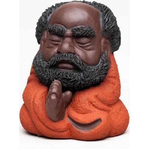 Thinking man Chinese Tibet redware Ninja statues tea pet Bully sculpture Meditation buddha necklace buddha charm dharma; Bodhidh