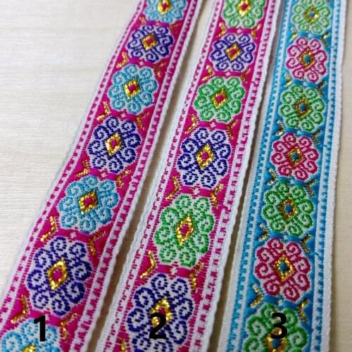 2cm 20mm 7/8 Beautiful Cotton Antelope Horn Flower Ethnic Trim Filigree Costume Beding Laciness National Jacquard Ribbon Webbing