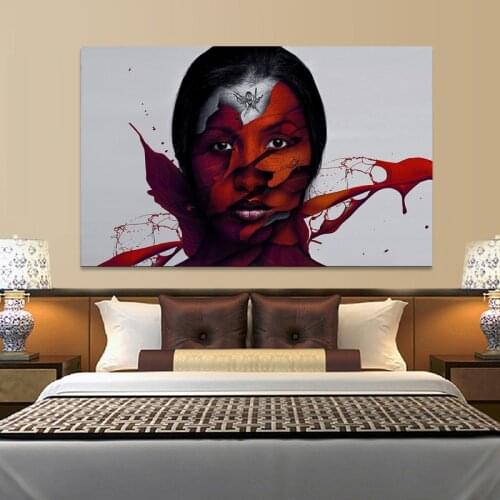 Red Make-up Chinese Woman Canvas Painting Posters and Print Scandinavian Modern Wall Art Picture for Living Room Home Decoration
