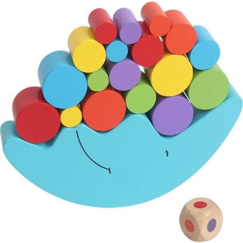 Creative Moon Balance Beam Game Wooden Fun Colorful Stacked Building Blocks Children Educational Montessori Toy Gifts for Kids