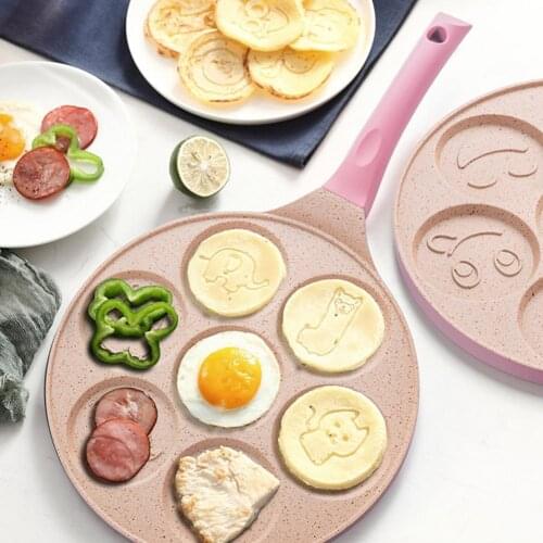 Hot Sale 50% Pan-cake Pan Seven-hole Oil-proof Animal Face Print Non-stick Kid Breakfast Griddle for Home