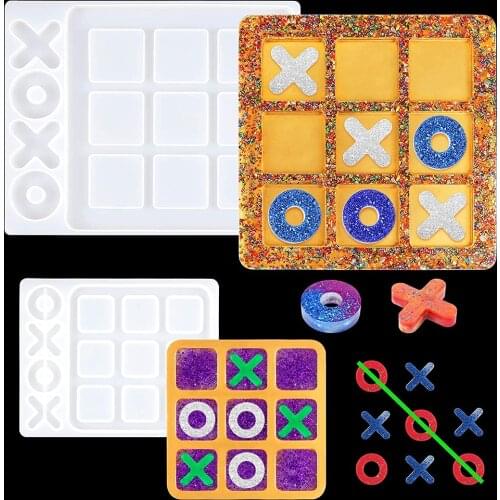 Tic Tac Toe OX Silicone Mold Chess-Game Mold Epoxy Resin Casting Molds set DIY Jewelry Making Tools Handmade Crafts Dropshipping