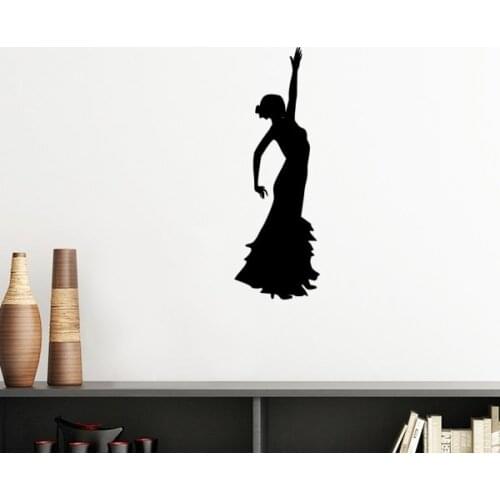 Folk Dance Performance Dancer Silhouette Removable Wall Sticker Art Decals Mural DIY Wallpaper for Room Decal