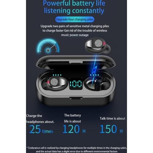 New F9-2 Wireless Headphones Bluetooth5.0 Earphone with Headphones Charge Box Sports Headset Ear Buds with Microphone