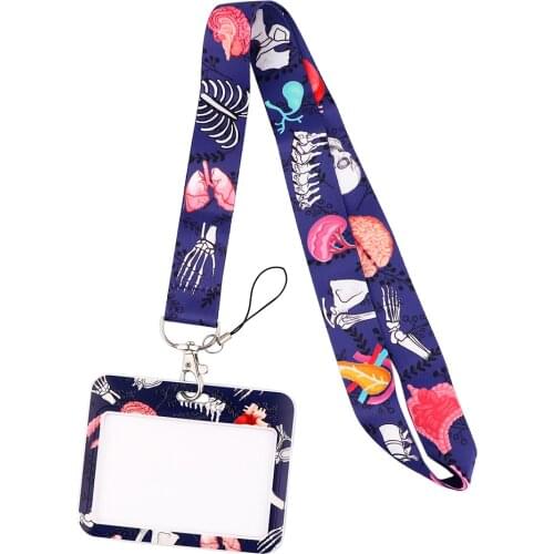 JF742 Human Organs Cartoon Lanyards Bus ID Name Work Card Cover Badge Holder For Nurse Doctor Accessories Gifts