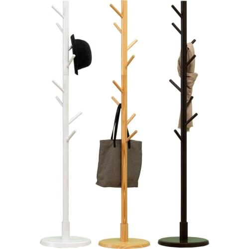 Mrosaa Premium Wooden Coat Rack Multifunction Hanger Floor Standing Coat Rack With 8 Hooks Wood Coat Rack Stand For Coats Hats
