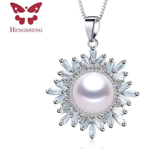 Luxury 11-12mm Natural Freshwater Pearl Pendants Necklace For Women Fashion Zircon 925 Silver Jewelry With Box