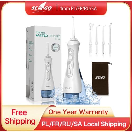 SEAGO New Oral Irrigator Portable Water Dental Flosser USB Rechargeable 3 Modes IPX7 200ML Water for Cleaning Teeth SG833