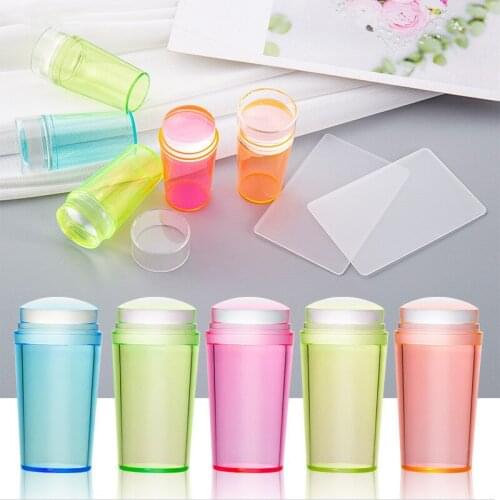 Silicone Nail Stamp Plates Set Candy Color Jelly Nail Art Stamper Scraper for Stamping Polish Print Manicure Image Plate Tools