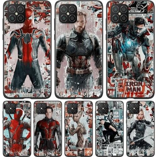 Silicone Cover Marvel Avengers superhero For Huawei Nova 8 7i 6 5T 5i 5Z 4E 3i 3e 2i SE PRO Lite 4G 5G Black Phone Case