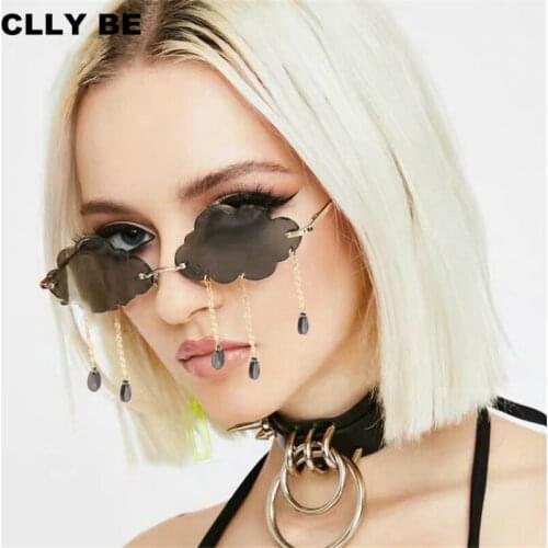 2020 Fashion Rimless Sunglasses Women Brand Designer Frameless Cloudy Rain Vintage Steampunk Sun Glasses For Female Shades