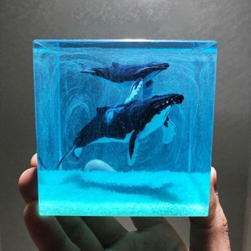 Cultural And Creative Products Handicrafts Resin Extreme Freezing Cold Humpback Whale Mother & Child Whale Home Night Light De