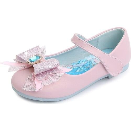 Disney New Kids Elsa Single Shoes girls Frozen Princess soft Sandals Childrens cartoon pearl leather shoes