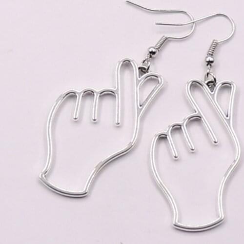 Simple Design Silver Pierced Color Hollow Hand Earrings For Women New Brand Fashion Gesture Earring Gift