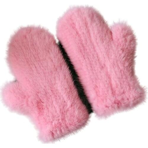 17 Colors genuine 100% real mink fur glove knitted mittens thick warm Winter women gloves drop shipping