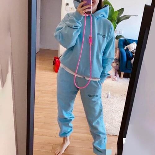 Solid Casual Print Letter Tracksuit Women Sports 2 Pieces Set Sweatshirts Pullover Hoodies Suit 2021 Home Sweatpants Outfits