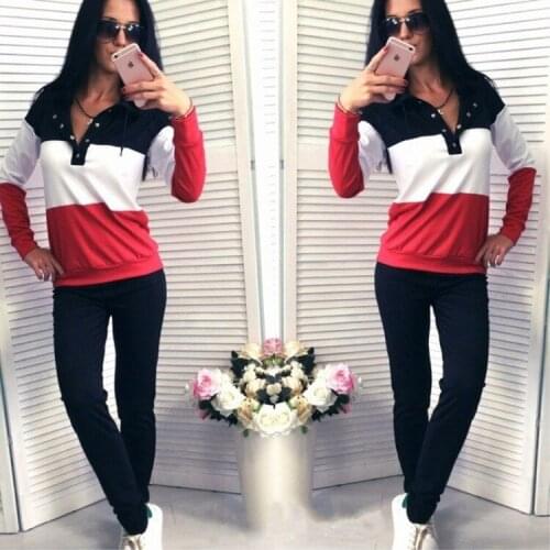 2021 Autumn Womens Long Sleeve Sweater Two Piece Leisure Sportswear Suit