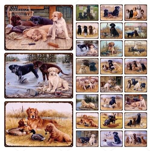 Animal Dogs Metal Signs Vintage Wall Art Iron Painting Plate for Pet Shop House Yard Farm Decor Retro Tin Poster 20*30Cm