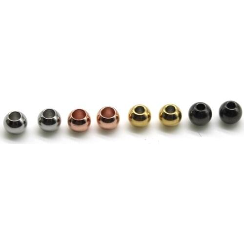 2 3 4 5 6 8 mm Stainless Steel Gold Round Ball Bead Loose Spacer Beads for DIY Jewelry Charm Bracelet Beads Making Accessories