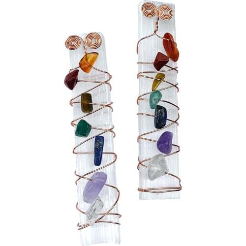 1PC Natural Selenite Stone Chakra Healing Crystal Quartz Gem Pendulum Gravel Wand Plaster Stick Energy Balance Home Decor Gift