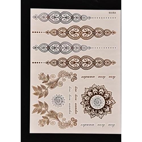 1PC Tattoo Stick Fashion Flash Waterproof Tattoo for Body&Hair Women Gold Henna Sexy Lace Heart Pendant Wedding Henna Temporary