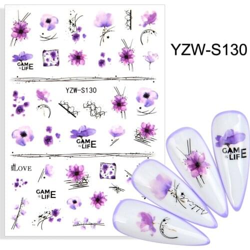 3D Stickers for Nails Adhesive Translucent Flowers Line Nail Art Decorations Trend Pattern Design Sticker Nail Foil Accessories